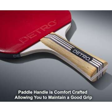 Detro 4 Player Table Tennis Performance Paddle and Ball Set, Premium Ping Pong Set, 4 Premium Table Tennis Paddles, 8 x 3 Star Competition Ping Pong Balls with Storage Case, Indoor Table Tennis Game