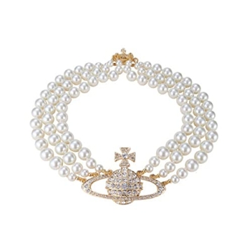 Golden Saturn Three-Layer Pearl Necklace Gift Set
