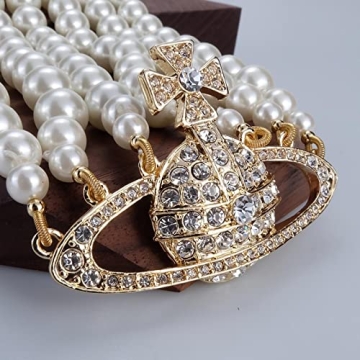 Golden Saturn Three-Layer Pearl Necklace Gift Set