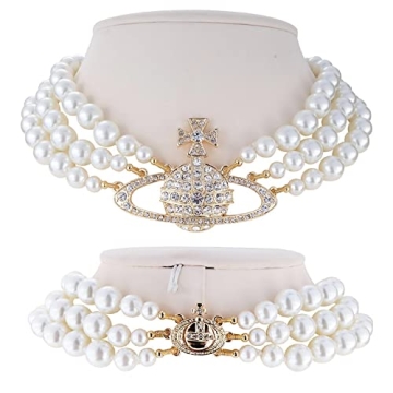 Golden Saturn Three-Layer Pearl Necklace Gift Set