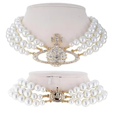 Golden Saturn Three-Layer Pearl Necklace Gift Set