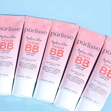 purlisse Ageless Glow Serum BB Cream SPF 40 : Clean & Cruelty-Free, Full & Flawless Coverage, Hydrates with Collagen | Light 1.4oz