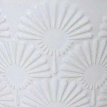 Amazon Brand – Stone & Beam Cylindrical Small Fan-Embossed Planter, 4.3"H, Cloud Dancer White