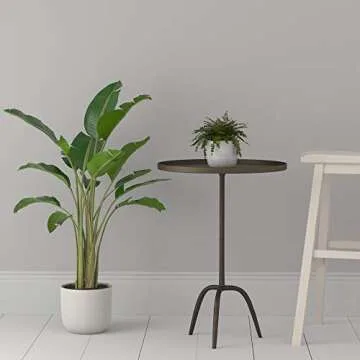 Amazon Brand – Stone & Beam Cylindrical Small Fan-Embossed Planter, 4.3"H, Cloud Dancer White