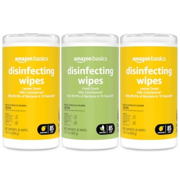 Amazon Basics Disinfecting Wipes - 255 Count for Clean Spaces