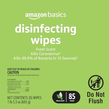 Amazon Basics Disinfecting Wipes - 255 Count for Clean Spaces