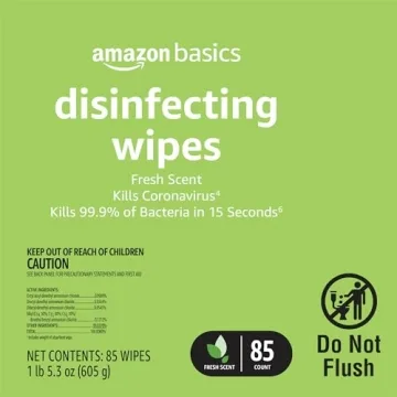 Amazon Basics Disinfecting Wipes - 255 Count for Clean Spaces
