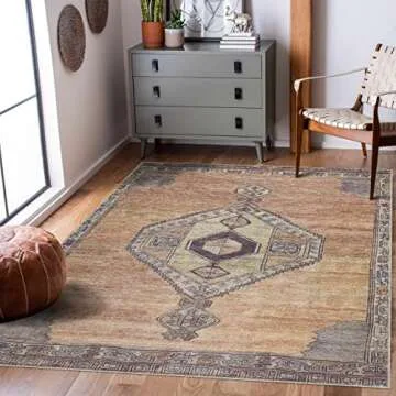 Medinah Machine Washable 2'7" x 12' Runner Rug, Kitchen Hallway Runner - Waterproof - Pet & Child Friendly - Stain & Water Resistant - Vintage Distressed - Oriental Persian Medallion - Brown