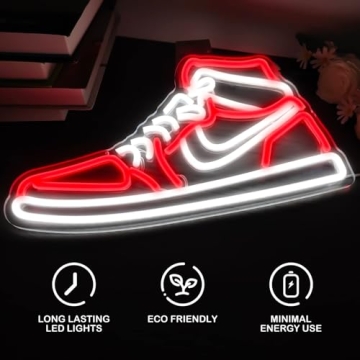 JianJung Sneaker Neon Sign Sports Shoe Neon Signs for Wall Dimmable LED Signs Neon Lights for Bedroom Man Cave Home Neon Wall Sign Shoe Light up Signs Decor