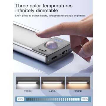 Under Cabinet Lighting（2 Pack）, Rechargeable Battery Operated 52 LED 3 Color Lights, Motion Sensor Light Indoor, Dimmable Night Light, Closet Lights for Kitchen Wireless,Stick-On Cabinet Lights.