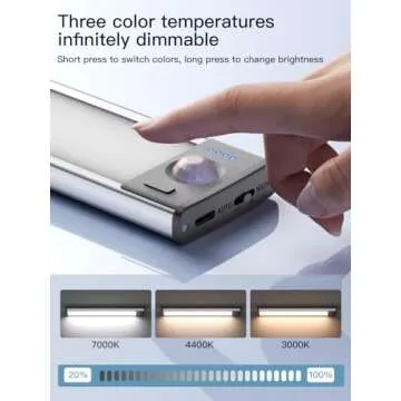 Under Cabinet Lighting（2 Pack）, Rechargeable Battery Operated 52 LED 3 Color Lights, Motion Sensor Light Indoor, Dimmable Night Light, Closet Lights for Kitchen Wireless,Stick-On Cabinet Lights.