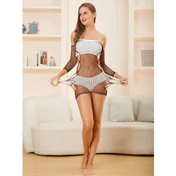 LEMON GIRL Women Fishnet Lingeri BadyDolls Chemise Stocking Tights Mini Dress Size US2-12