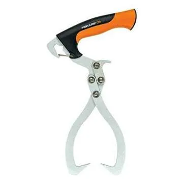 Fiskars Log Tongs, Up to 12" Diameter, One-Handed Log Carrier and Effortless Control for Firewood