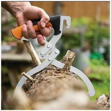 Fiskars Log Tongs, Up to 12" Diameter, One-Handed Log Carrier and Effortless Control for Firewood