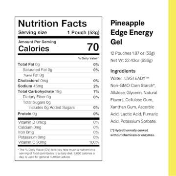 UCAN Edge Energy Gel Shots, Pineapple (12, 1.87 Ounce Packets) for Running, Training, Workouts, Fitness, Cycling, Crossfit | Sugar-Free, Vegan, & Keto Friendly Energy Supplement