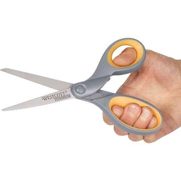 Westcott ‎13824 7” & 5” Pointed Titanium-Bonded Crafting Scissors with Soft Handles, Gray/Yellow (2 Pack)