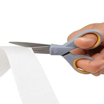 Westcott ‎13824 7” & 5” Pointed Titanium-Bonded Crafting Scissors with Soft Handles, Gray/Yellow (2 Pack)