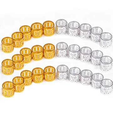 Alileader 100pcs Gold Hair Accessories - Hair Beads for Dreadlocks, Braids and Locs, Hair Clips, Hair Cuffs and Jewelry (Golden)
