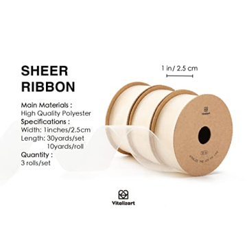 Vitalizart Sheer Organza Ribbon Set for Gift Wrapping