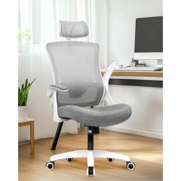 NEO CHAIR High Back Mesh Chair with Headrest Adjustable Height and Ergonomic Design Home Office Comp...