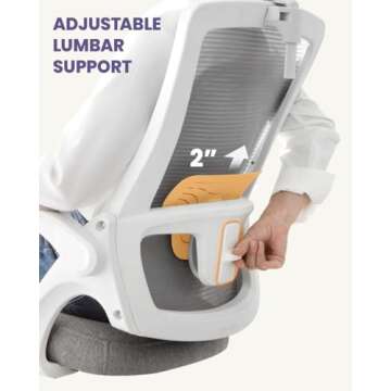 NEO CHAIR High Back Mesh Chair with Headrest Adjustable Height and Ergonomic Design Home Office Computer Desk Chair Executive Lumbar Support Padded Flip-up Armrest Swivel Chair (Grey)