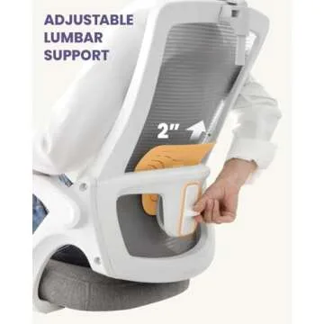 NEO CHAIR High Back Mesh Chair with Headrest Adjustable Height and Ergonomic Design Home Office Computer Desk Chair Executive Lumbar Support Padded Flip-up Armrest Swivel Chair (Grey)