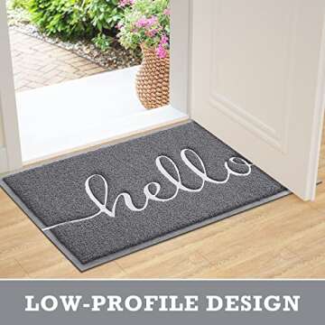 CozyBounty Grey Door Mat Low-Profile Non-Slip Entryway Mat