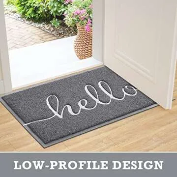 CozyBounty Grey Door Mat Low-Profile Non-Slip Entryway Mat
