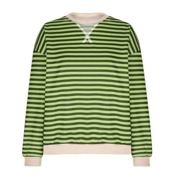 Sweatshirt for Women Casual Fall Long Sleeve Crewneck Pullover Tops 2024 Trendy Loose Color Block Striped Y2K Clothes
