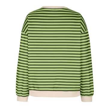 Sweatshirt for Women Casual Fall Long Sleeve Crewneck Pullover Tops 2024 Trendy Loose Color Block Striped Y2K Clothes