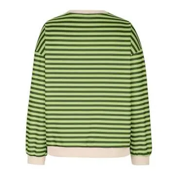 Sweatshirt for Women Casual Fall Long Sleeve Crewneck Pullover Tops 2024 Trendy Loose Color Block Striped Y2K Clothes