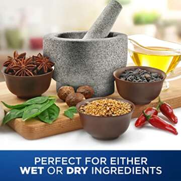 NutriChef 6" Mortar and Pestle Set - Heavy Duty 100% Natural Unpolished Granite - Slip Resistant Molcajete Stone Bowl - Make Fresh Guacamole, Salsa, Crush Herbs & Spices - 2 Cup Capacity, Gray