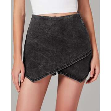 Luvamia Womens Mini Skort - High Waisted Black Skort for Concert Outfits - Vintage Style, Size 4/6