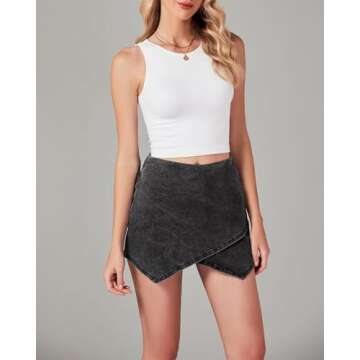 Luvamia Womens Mini Skort - High Waisted Black Skort for Concert Outfits - Vintage Style, Size 4/6