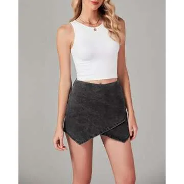 Luvamia Womens Mini Skort - High Waisted Black Skort for Concert Outfits - Vintage Style, Size 4/6