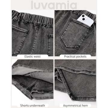 Luvamia Womens Mini Skort - High Waisted Black Skort for Concert Outfits - Vintage Style, Size 4/6