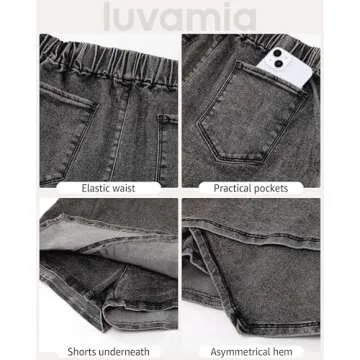 Luvamia Womens Mini Skort - High Waisted Black Skort for Concert Outfits - Vintage Style, Size 4/6