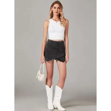 Luvamia Womens Mini Skort - High Waisted Black Skort for Concert Outfits - Vintage Style, Size 4/6