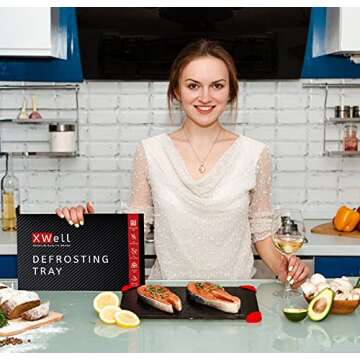 XWell Quick Defrosting Tray for Frozen Meat — Thawing Tray, Frozen Meat Defroster, Meat Defrosting Tray, Meat Thawing Board, Defrosting Board (Defrosting Tray for Frozen Meat with Silicone Corners)