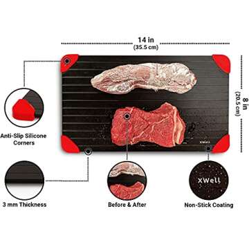 XWell Quick Defrosting Tray for Frozen Meat — Thawing Tray, Frozen Meat Defroster, Meat Defrosting Tray, Meat Thawing Board, Defrosting Board (Defrosting Tray for Frozen Meat with Silicone Corners)