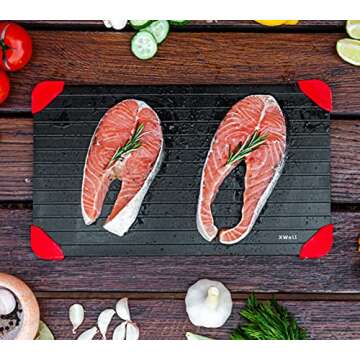 XWell Quick Defrosting Tray for Frozen Meat — Thawing Tray, Frozen Meat Defroster, Meat Defrosting Tray, Meat Thawing Board, Defrosting Board (Defrosting Tray for Frozen Meat with Silicone Corners)