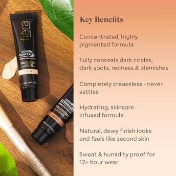Fièra Luxury Concealer with Anti-Aging Ingredients - Full Coverage for Dark Circles, Wrinkles, Fine Lines, and Spots, Suitable for All-Day Wear, For Mature Skin - Neutral Beige, 0.5 FL. OZ. / 15 ML