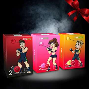 TEKXYZ Boxing Reflex Ball, 2 Difficulty Levels Boxing Ball with Headband, Perfect for Reaction, Agility, Punching Speed, Fight Skill and Hand Eye Coordination Training