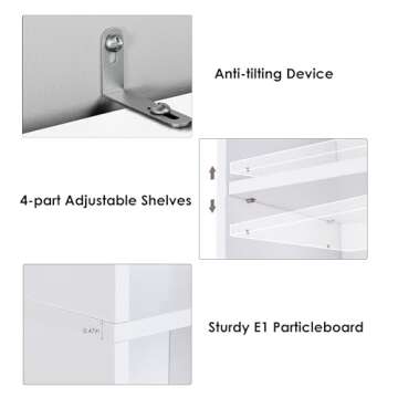 FOTOSOK 8-Tier Media Tower Rack, 11.6 X 9.3 X 70.9 Inches CD DVD Slim Storage Cabinet with Adjustable Shelves, Tall Narrow Bookcase Display Bookshelf for Home Office, white