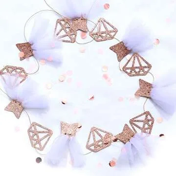 pinkblume Rose Gold Bride to Be Banner Sign Double Sided Glitter Paper 3D Wedding Dress Diamond Bride Garland Bunting for Bridal Shower Wedding Engagement Bachelorette Hen Party Decorations Supplies