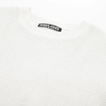 PJ PAUL JONES Mens White T Shirts Crew Neck Waffle Knit Tee Summer Classic Short Sleeve Casual Pullover Tops Mens T-Shirts L