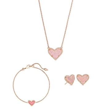 Kendra Scott Ari Heart Adjustable Length Jewelry Set - Stunning Pendant Necklace & Earrings