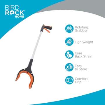 BIRDROCK HOME Grabber Reacher Tool with Long Handle - 32 Inch Tool for Picking Up Dropped Objects - ...