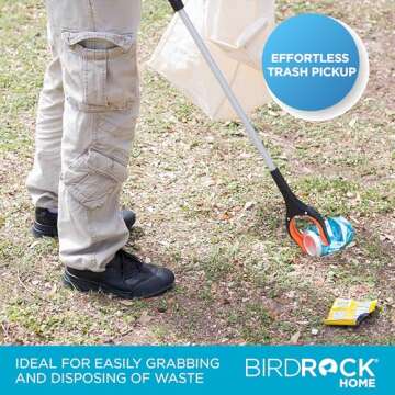 BIRDROCK HOME Grabber Reacher Tool with Long Handle - 32 Inch Tool for Picking Up Dropped Objects - Lightweight Aluminum Design for Reaching & Grabbing Things - Handicap Aid with Rubber Grip