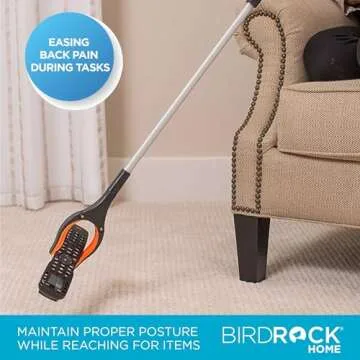 BIRDROCK HOME Grabber Reacher Tool with Long Handle - 32 Inch Tool for Picking Up Dropped Objects - Lightweight Aluminum Design for Reaching & Grabbing Things - Handicap Aid with Rubber Grip